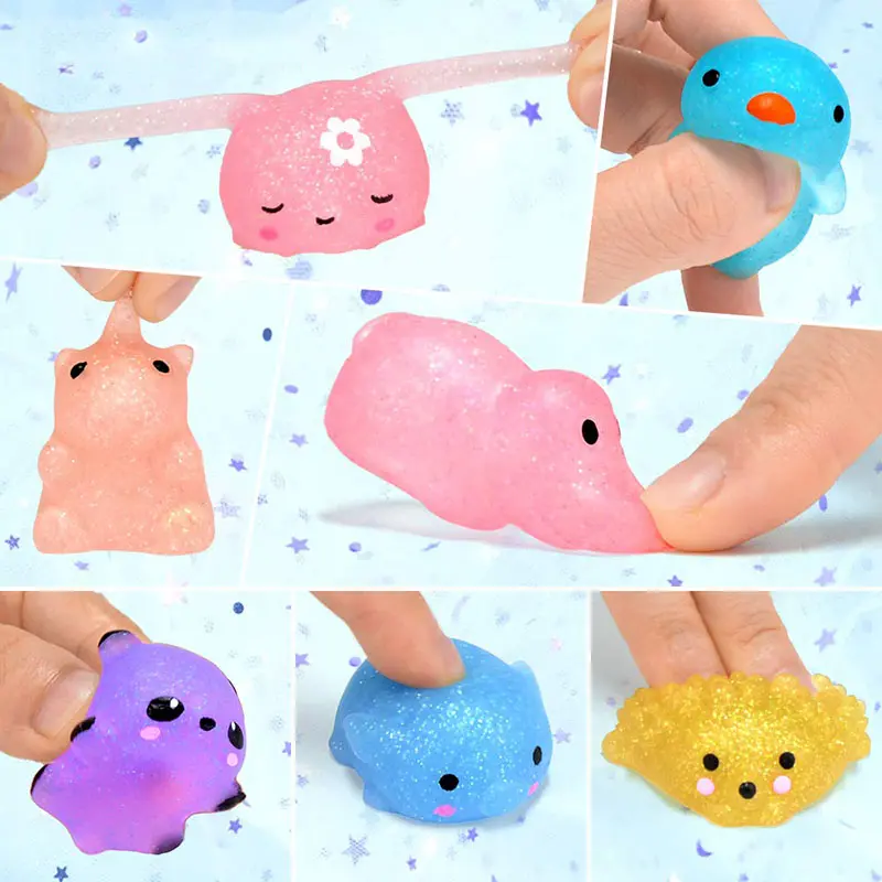 10pcs Soft Elastic Stress Relieving Toys Mini Animals Cute Cartoon TPR Kids Party Favors Children Halloween Birthday Gifts TMZ