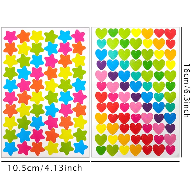 Colorful Scrapbook Stickers 20 Sheets Dot Heart Letter Nember Star Self-adhesive Cute Reward Stickers Fun Gift for Boy Girl ZYF