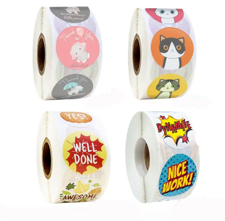 500pcs/roll Reward Stickers Encouragement Stickers for Kids Motivational Stickers with Cute Animals for Students Teachers GYH