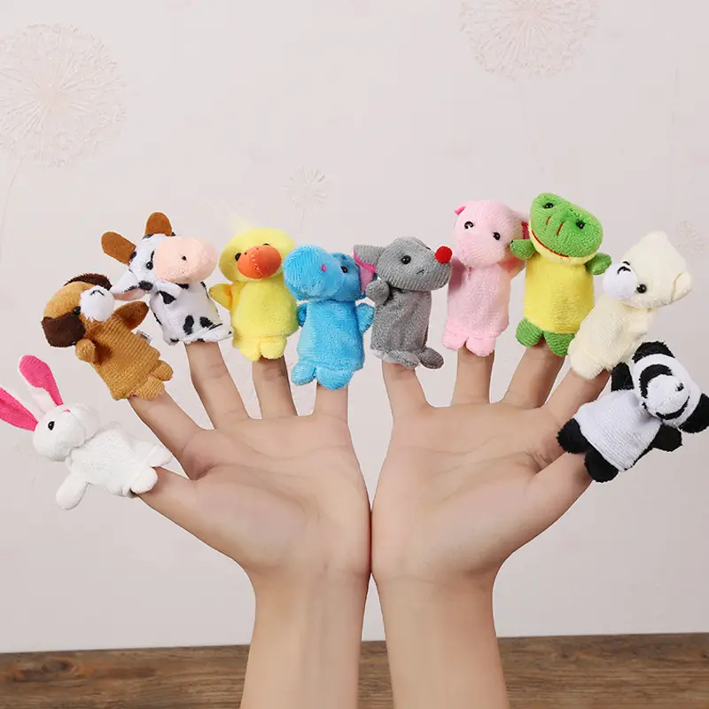 Baby Plush Toy Finger Puppets Tell Story Props 10pcs Animals or 6pcs Family Doll Toys for Kids Gifts for Children