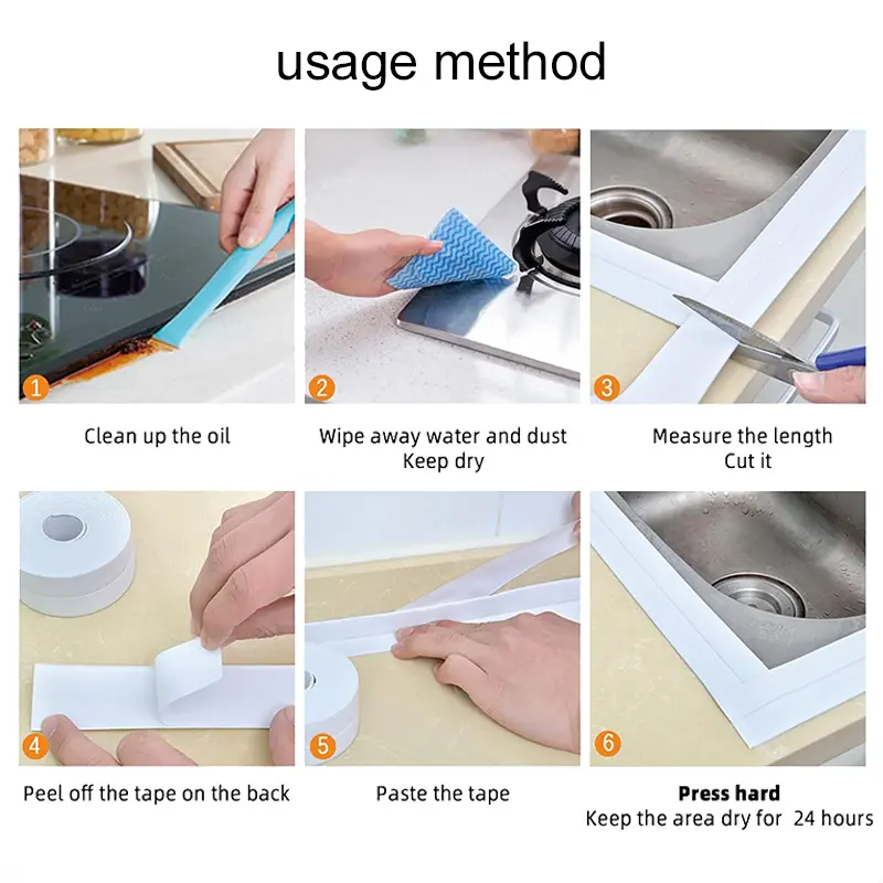 Anti Mold Tape Self Adhesive Waterproof Seal Caulk Tape Suitable For Kitchen and Bathroom Sealing Strip Easy to Clean TMZ