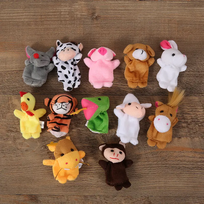 Baby Plush Toy Finger Puppets Tell Story Props 10pcs Animals or 6pcs Family Doll Toys for Kids Gifts for Children