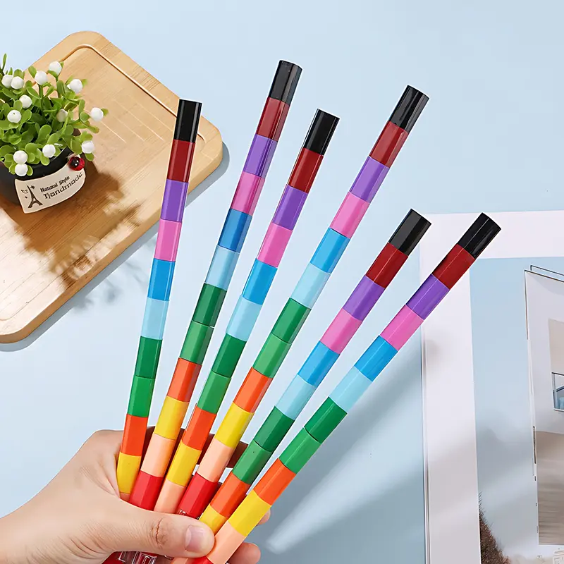 Rainbow Crayon 12-Color Stackable Crayons Painting Stationery Fun Building Blocks Crayon Birthday Festival Gift for Boy Girl ZYF