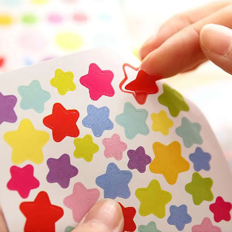 10PCS Mixed Stickers Paper Dots Heart Star Children Cute Colored Sticker Toys Album Diary Decoration Sticker Label Adhesive TMZ