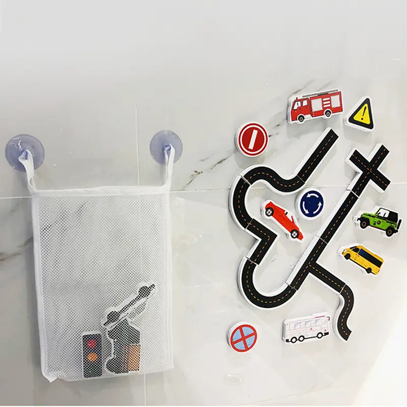 Baby Bathroom Children Water Toy Kids Shower Bathing Water Playing Toys Rail Traffic Vehicle Soft EVA Early Educational Gift TMZ