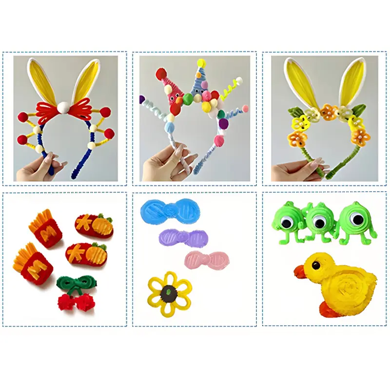 Fluffy DIY Set Chenille Stem Fluffy Balls Eyes Craft Kit for Artclass  Projects Party Home Decorations Handmade Art Supplies ZYF