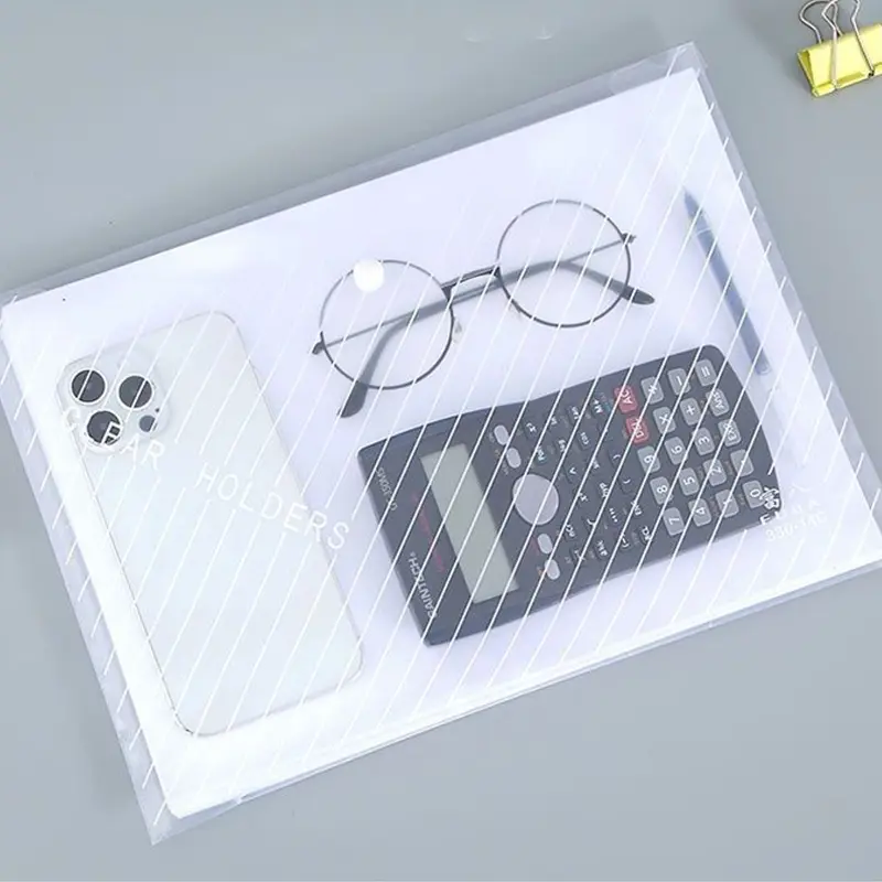5/10pcs File Bags High-capacity A4 Translucent Button Folder Grid Zipper Bag Office Supplies Data Stationery Storage Product TMZ