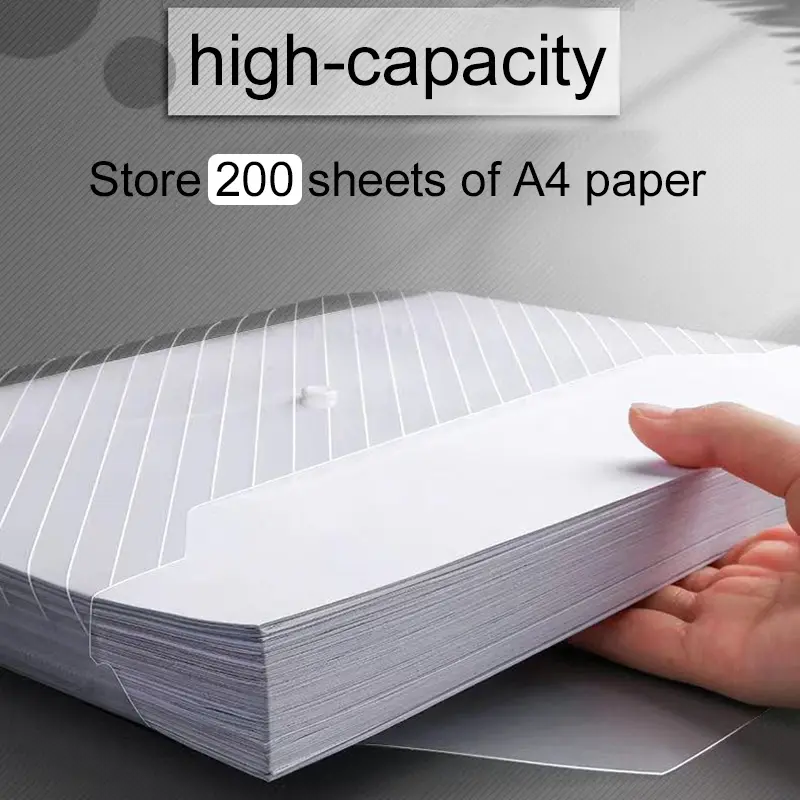 5/10pcs File Bags High-capacity A4 Translucent Button Folder Grid Zipper Bag Office Supplies Data Stationery Storage Product TMZ