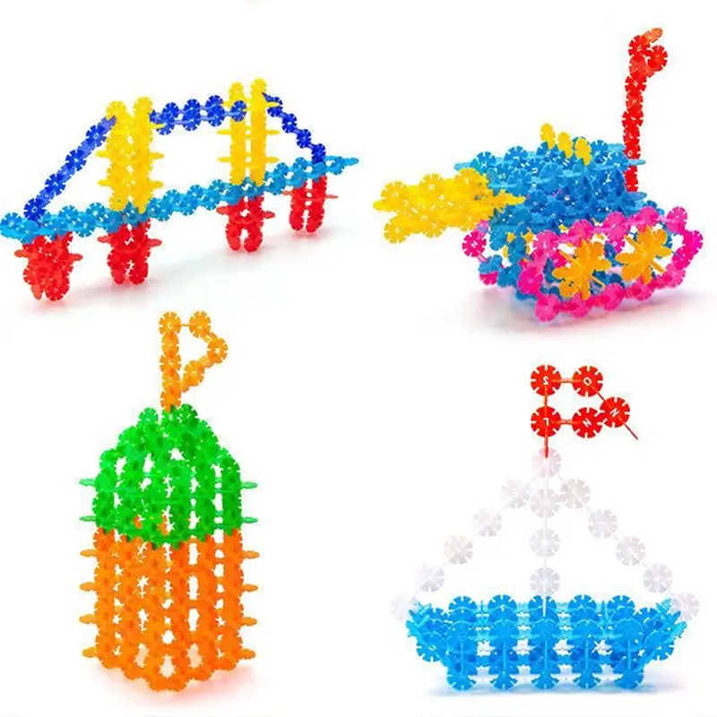 60~200pcs Snowflakes Plastic Building Blocks Party Favors Festival Gathering Supplies Bulk Gifts Children Day Birthday TMZ