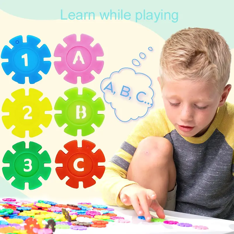 60~200pcs Snowflakes Plastic Building Blocks Party Favors Festival Gathering Supplies Bulk Gifts Children Day Birthday TMZ