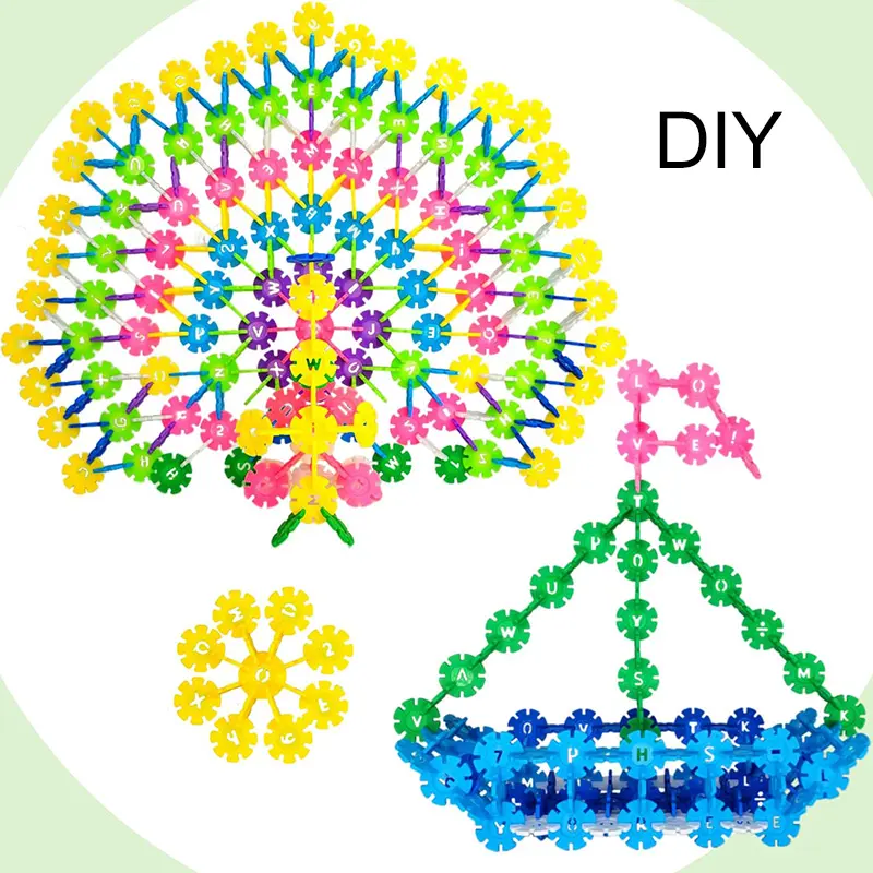 60~200pcs Snowflakes Plastic Building Blocks Party Favors Festival Gathering Supplies Bulk Gifts Children Day Birthday TMZ