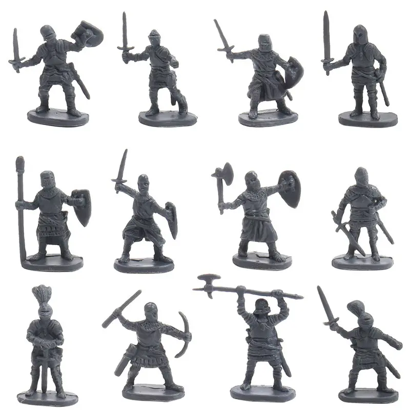 50PCS Ancient Soldier Model Plastic Medieval Knight Multiple Postures War Scene Simulate Supplies Handicraft Materials Gifts ZYF
