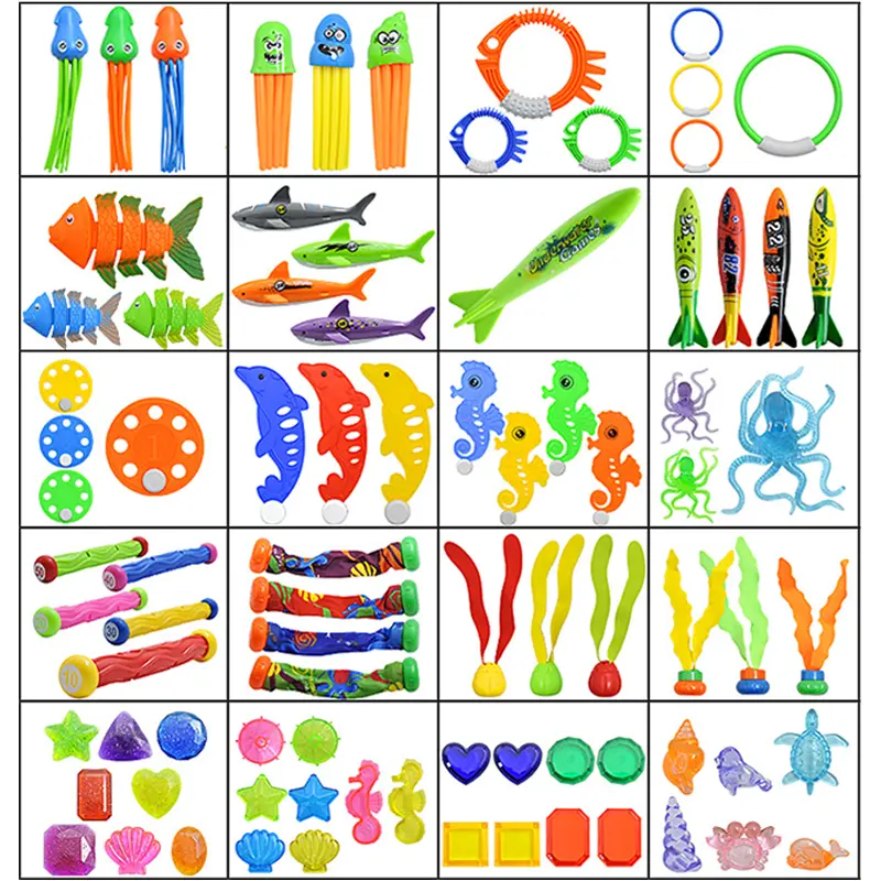 Diving Toy Set Summer Swimming Pool Accessories Torpedo Seaweed Children Water Toys Multiple Combination Snorkeling Training TMZ