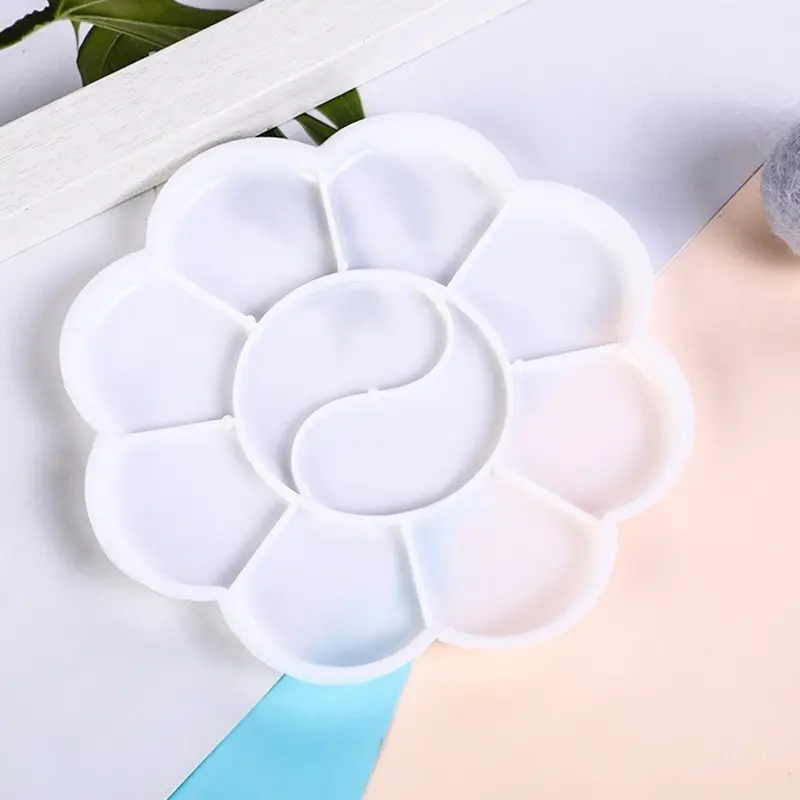 1PC Plastic Paint Tray White Drawing Palette Flower Foot Round Square Reusable Watercolor Oil Painting Palette Art Equipment ZYF