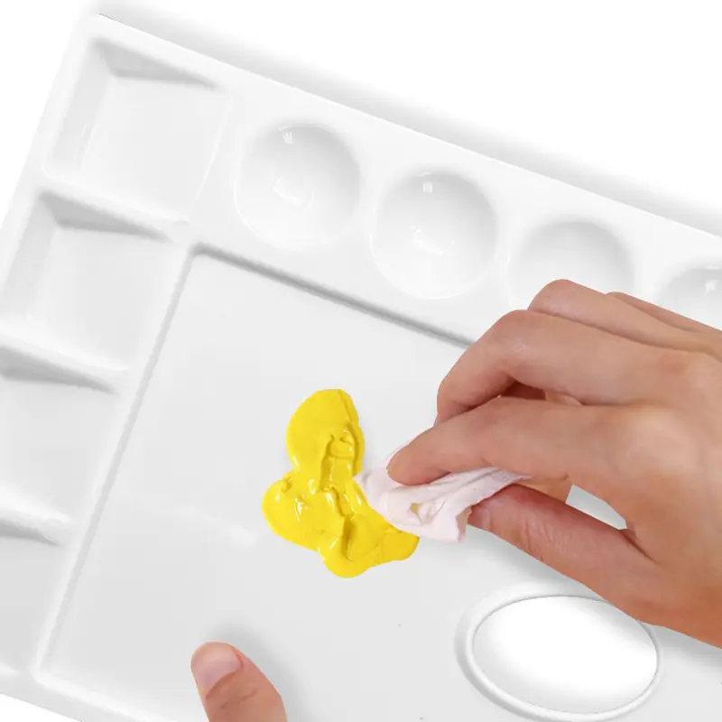 1PC Plastic Paint Tray White Drawing Palette Flower Foot Round Square Reusable Watercolor Oil Painting Palette Art Equipment ZYF