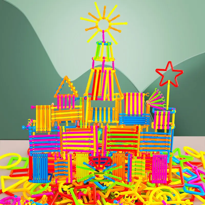 Children Building Block Toys Plastic Rod Snowflake Houses Assembled Early Education Puzzle Learning Toy Kids Birthday Gifts TMZ