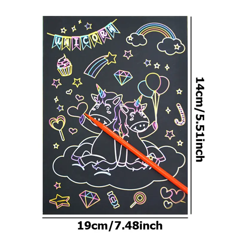 Cartoon Scratch Painting Children Drawing Toys Art Creativity DIY Graffiti Supplies Dazzling Color Scratched Paintbook TMZ