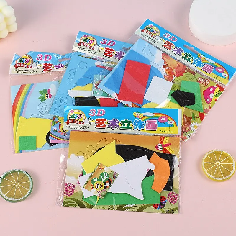 DIY Cartoon Animal 3D EVA Foam Sticker Puzzle 20 Styles Handmade Early Learning Educational Toys For Children Kids Gift