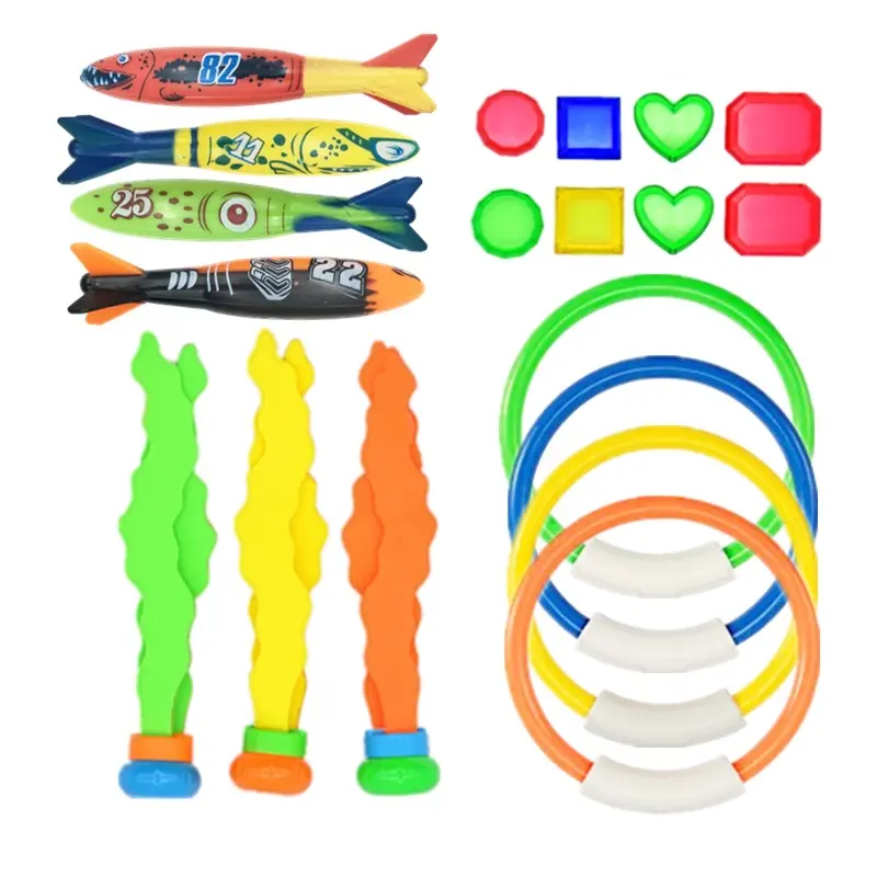 Diving Torpedo Rocket Throwing Toys Pool Diving Game Summer Torpedo Robber Child Underwater Diving Stick Water Toy 18-22pcs