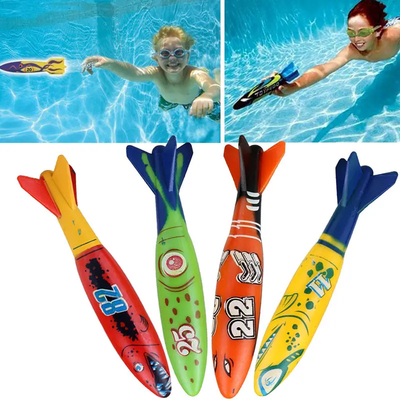 Diving Torpedo Rocket Throwing Toys Pool Diving Game Summer Torpedo Robber Child Underwater Diving Stick Water Toy 18-22pcs