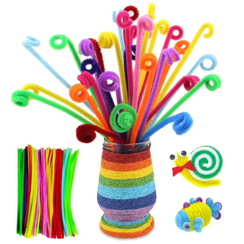 Children Creative Handmade DIY Colorful Twist Stick Activity Eyes Plush Balls Developmental Toys Parent-child Interaction TMZ