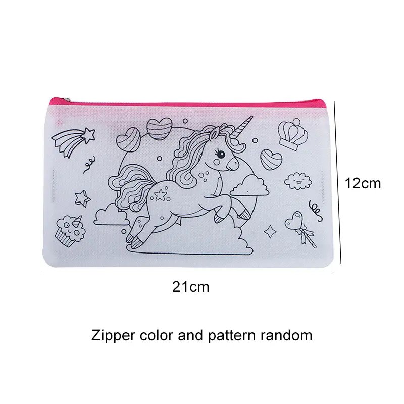 Storage Pen Case Environment Protection Non-woven Fabric with Markers Cartoon Pattern DIY Graffiti Household Kids Pen Bag TMZ