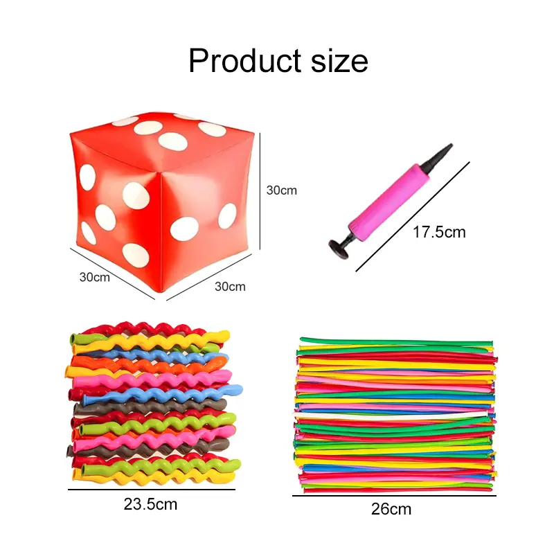 30cm Inflatable Dice Set with Pump Spiral/Long Strip Balloon Festival Gathering Decoration DIY Party Entertainment Supplies TMZ