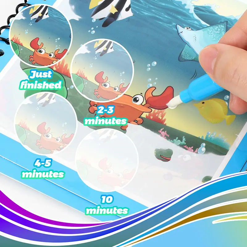 Magic Water Book Reusable Painting Game Montessori Coloring Book Water Brush Draw With Water Graffiti Festival Birthday Gift ZYF