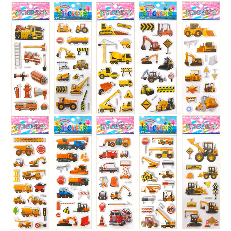 Vehicle Style 3D Puffy Stickers Random 5/10/15/20 Sheets Bubble Stickers Notebook Decoration Vehicle Recognition Reward Gift ZYF