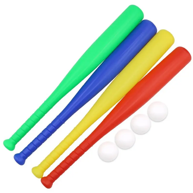 1pc Plastic Baseball Bat with Ball Sport Set Red Yellow Green Blue 4 Colours for Outdoor Sports Games Baseball Playtime Gift ZYF