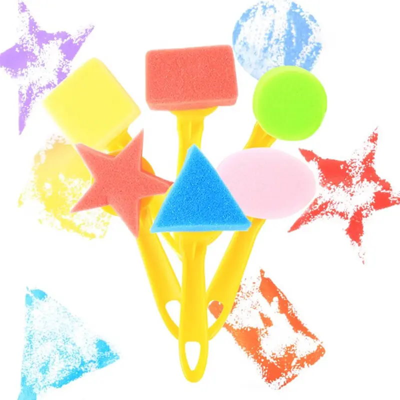 Children DIY Graffiti Sponge Brush Set Drawing Toys Broom Shaped Seal Sponge Brush Art Brush Enlightenment Puzzle Gift TMZ
