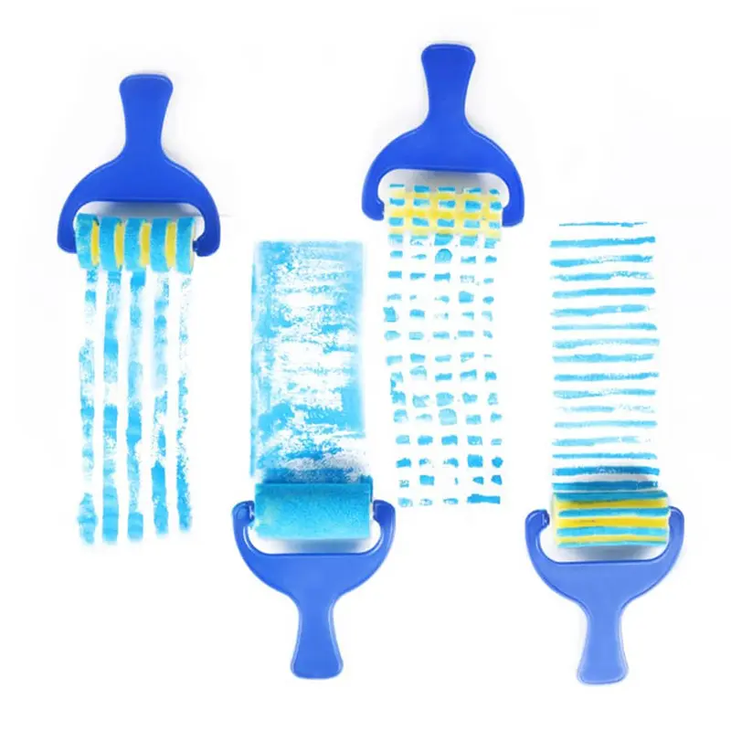 Children DIY Graffiti Sponge Brush Set Drawing Toys Broom Shaped Seal Sponge Brush Art Brush Enlightenment Puzzle Gift TMZ