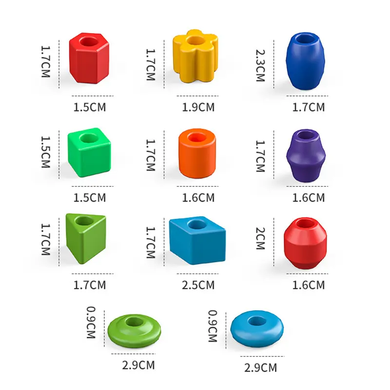 Rainbow Lacing Beads for Toddlers Color and Shape Sorter Fine Motor Skills Early Learning Montessori Toys for Preschool Kids