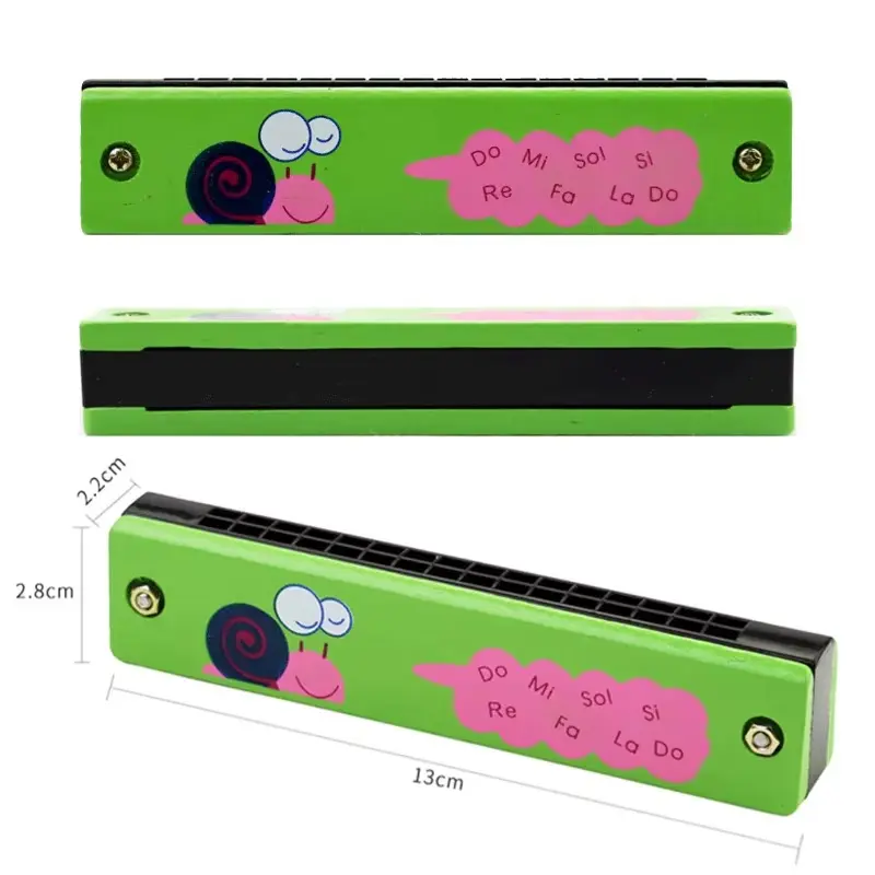 1PC Wooden Harmonica 16-Hole Cartoon Animals Painted Toy Musical Instrument Beginner Early Educational Gifts for Boys Girls ZYF