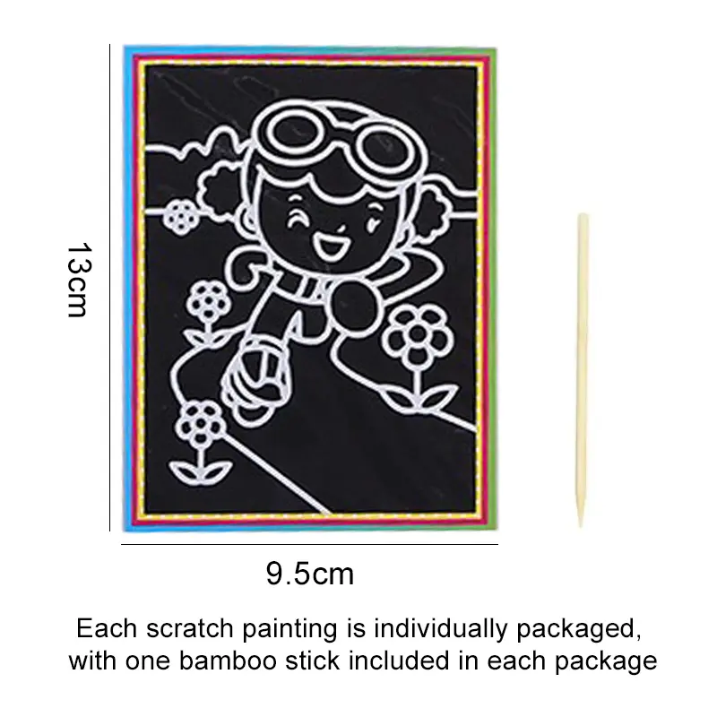10pcs Children Scratch Painting Colorful Drawing Toys DIY Paper Cartoon Art Supplies Handmade Graffiti Kid Birthday Gifts TMZ