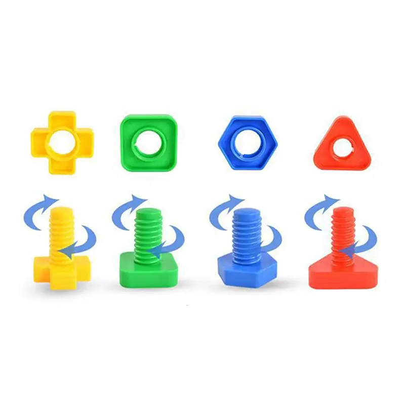 4PCS Matching Screws Children Early Education Puzzle Toys Plastic Split Nut Desktop Interactive Toys Color Shape Cognition TMZ