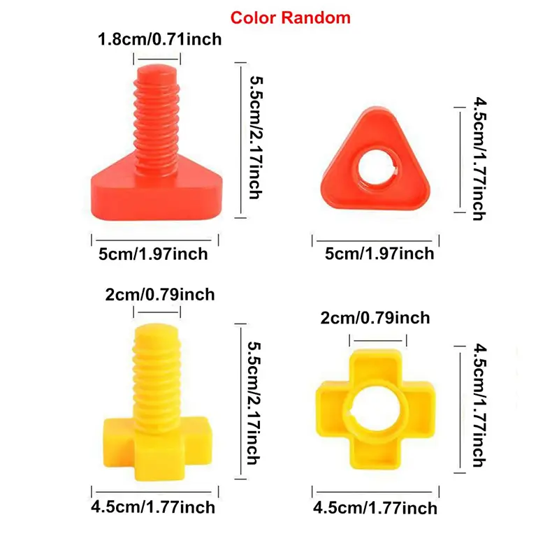 4PCS Matching Screws Children Early Education Puzzle Toys Plastic Split Nut Desktop Interactive Toys Color Shape Cognition TMZ