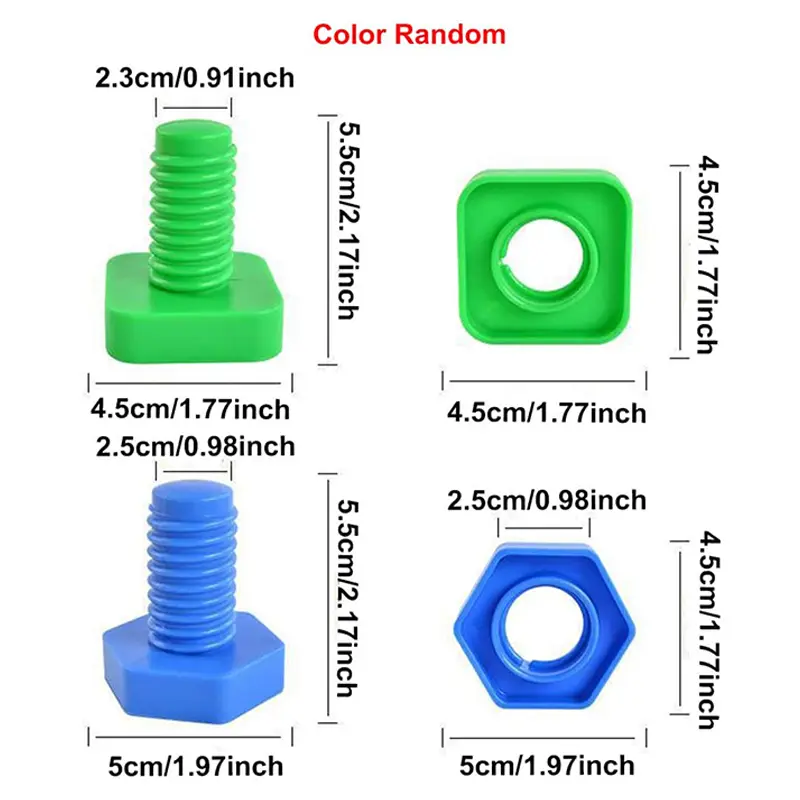 4PCS Matching Screws Children Early Education Puzzle Toys Plastic Split Nut Desktop Interactive Toys Color Shape Cognition TMZ