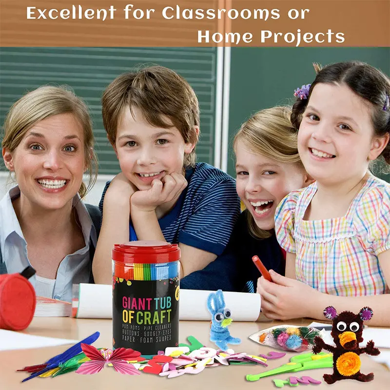 Children Puzzle Toys in Barrels Handmade DIY Material Package Gift Children Elastic Thread Feather Button Twisting Rod TMZ