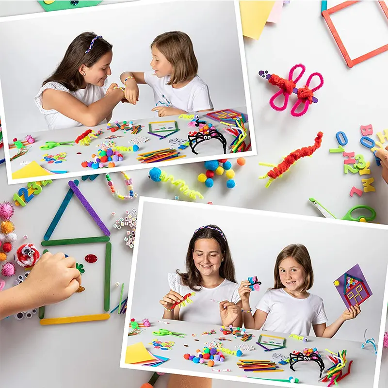 Arts and Crafts Supplies for Kids Crafts Toys with Sequins Diamond Sticker  Foam All in One DIY School Crafting Project for Kids