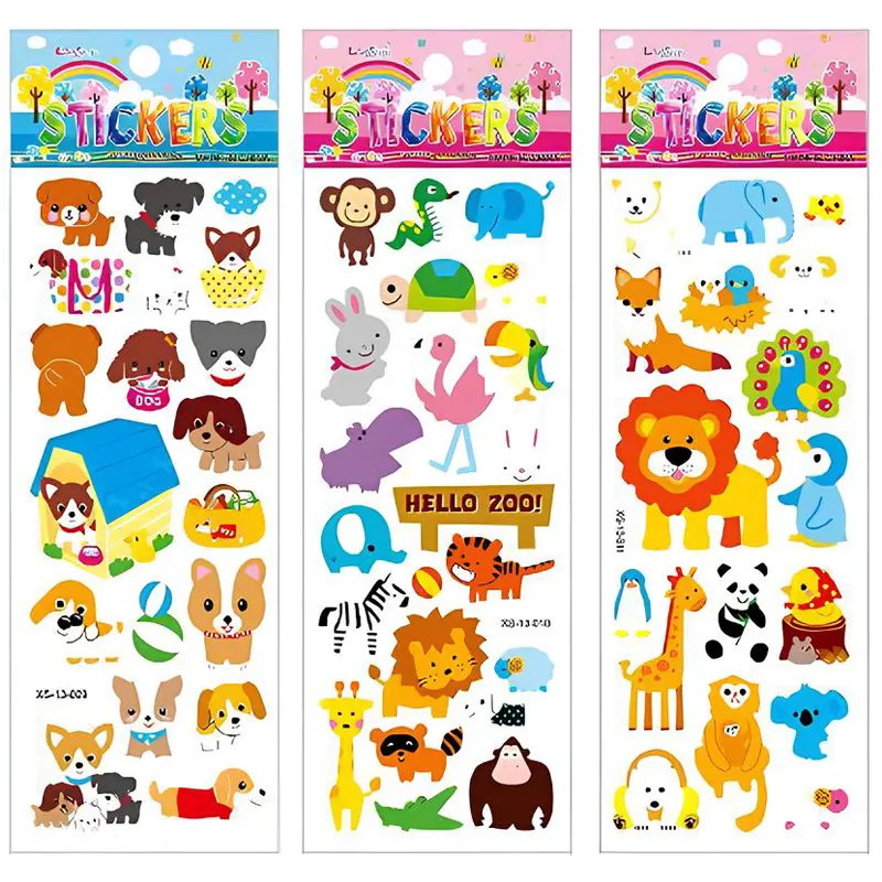 6 Sheets Puffy Stickers Cartoon 3D Bubble PVC Sticker Cartoon Animal  Insect Dinosaur Butterfly Flower Scrapbook Decorations ZYF