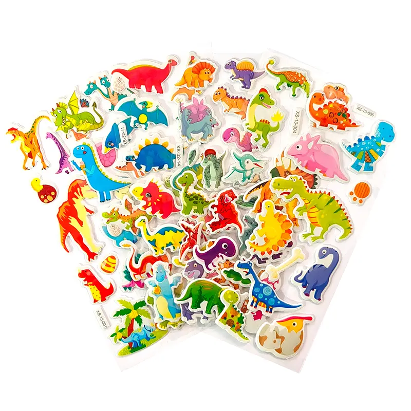 6 Sheets Puffy Stickers Cartoon 3D Bubble PVC Sticker Cartoon Animal  Insect Dinosaur Butterfly Flower Scrapbook Decorations ZYF