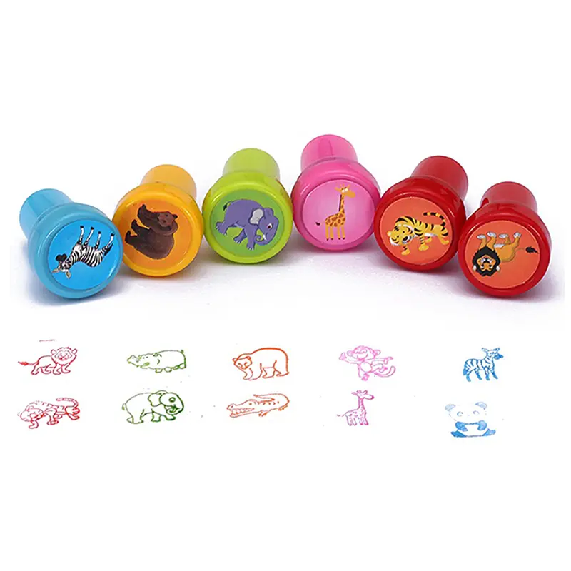 10Pcs Mix Cute Cartoon Stamps Boxed Assorted Seals Set DIY Painting Decoration Stationery Supplies Teacher Reward Prize Gift ZYF