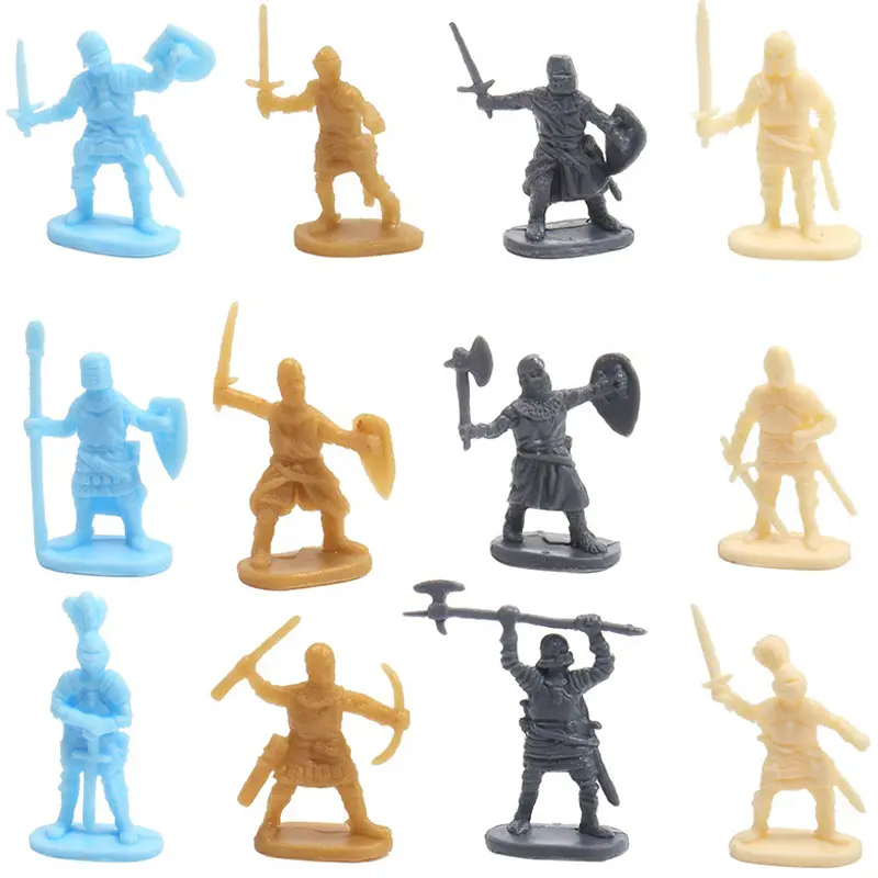 100PCS Ancient Warriors Soldier Miniatures Model 2.7CM Multiple Colors Available War Scene Different Postures Knight Soldier ZYF