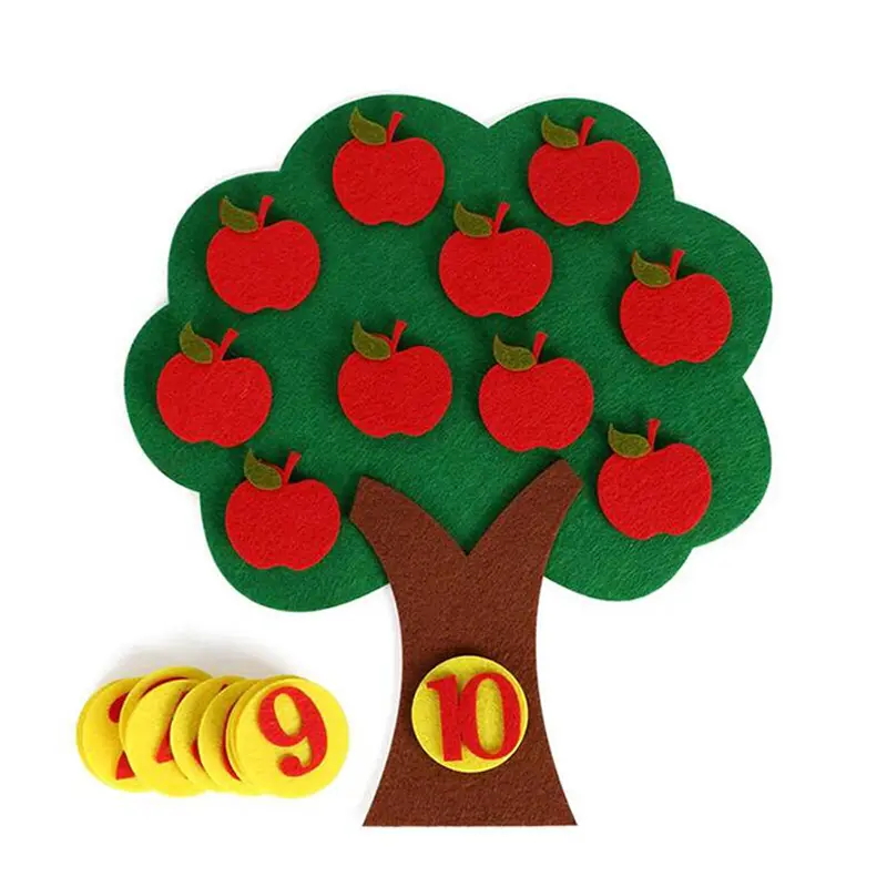 Felt Nonwoven Fabric Apple Tree Mushroom Carrot Early Childhood Education Puzzle Toys Digital Cognition Handmade DIY Toy TMZ