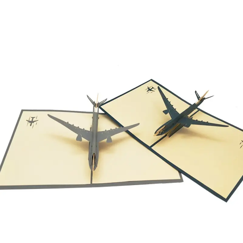 1PC 3D Foldable Airplane Greeting Card Paper Carving Cards Model Decorations Festival Gathering Supply Tourist Birthday Gift ZYF