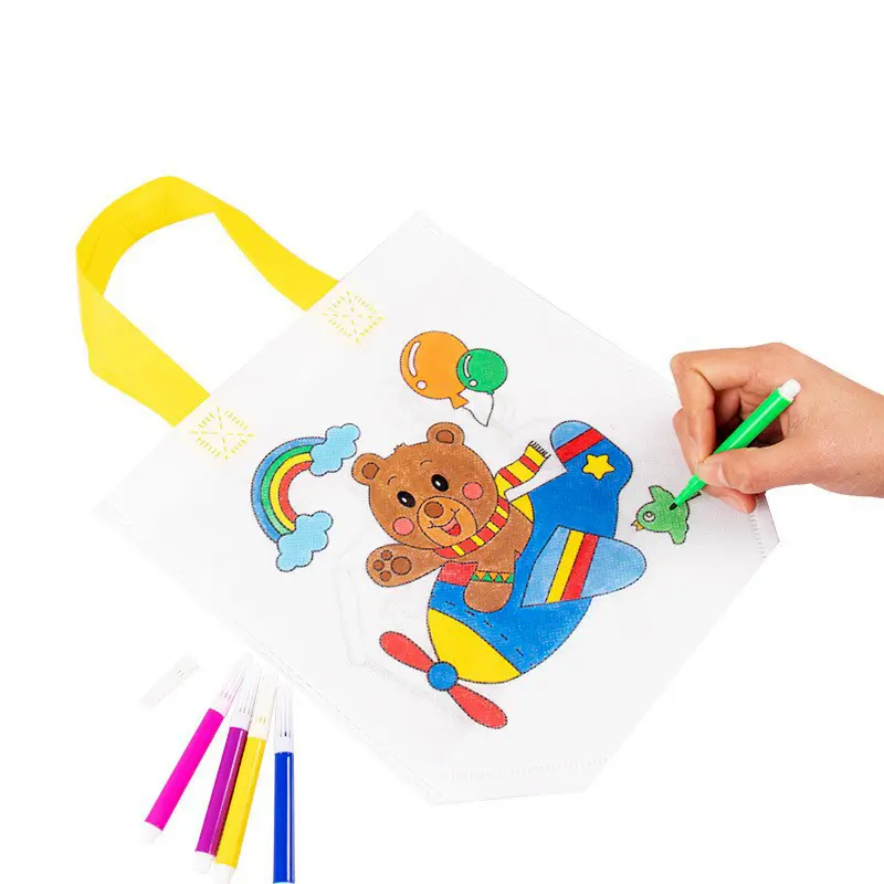 5pcs Graffiti Bag with Marker Children Drawing Toys Puzzle Parent-child Interaction Color Cognition Preschool Activity Props TMZ