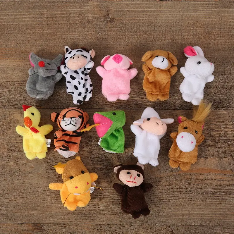 Cartoon Finger Puppet Role Play Story Telling Props Family Animal Style Parent-Child Interactive Doll Early Education Gift ZYF