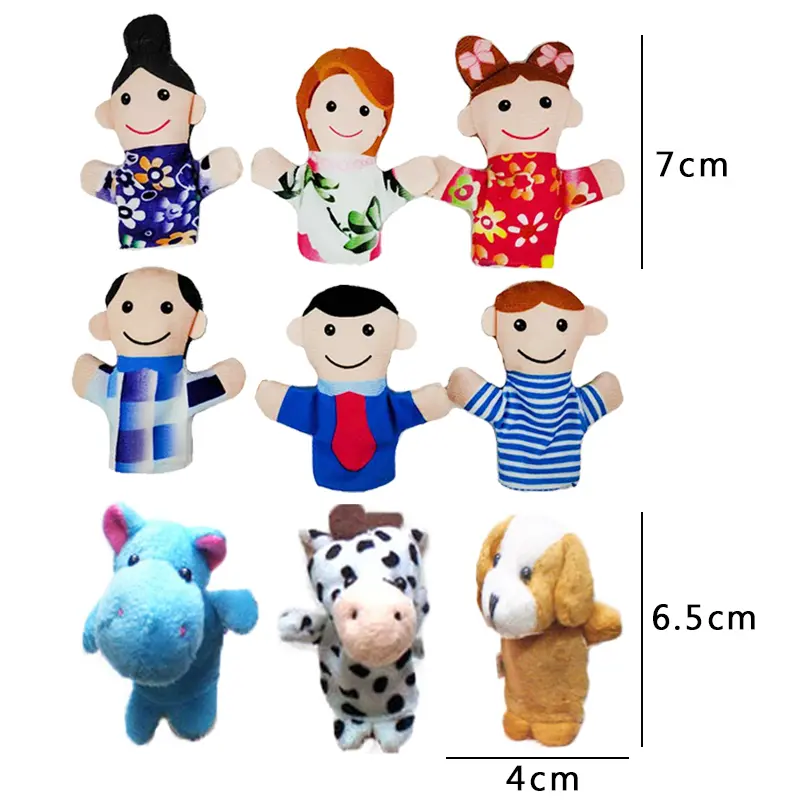 Cartoon Finger Puppet Role Play Story Telling Props Family Animal Style Parent-Child Interactive Doll Early Education Gift ZYF