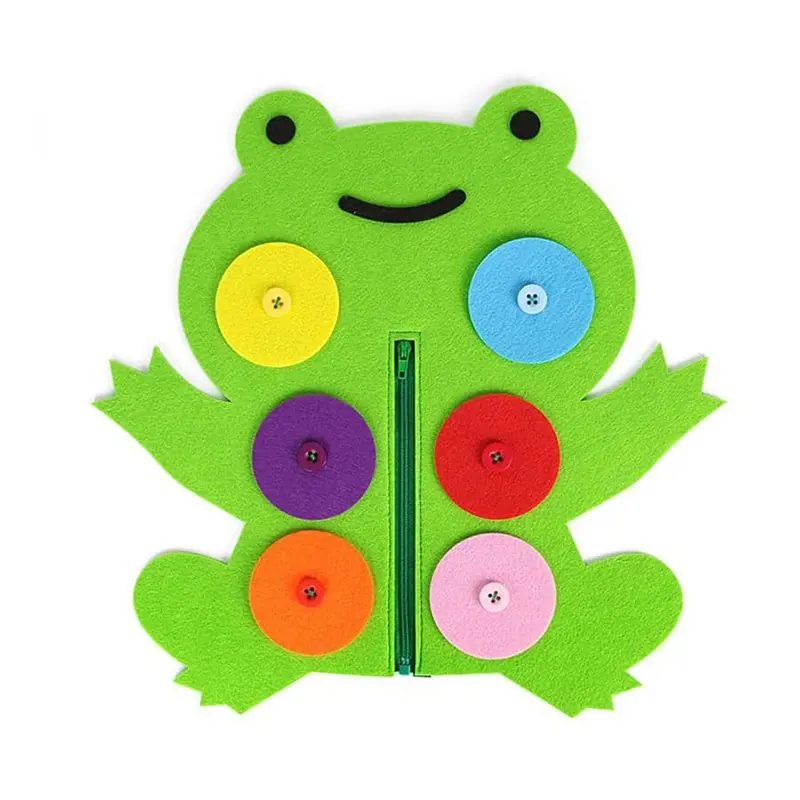 DIY Nonwoven Fabric Material Package Tie Button Puzzle Felt Little Fish Frog Duck Children Early Education Puzzle Toys TMZ